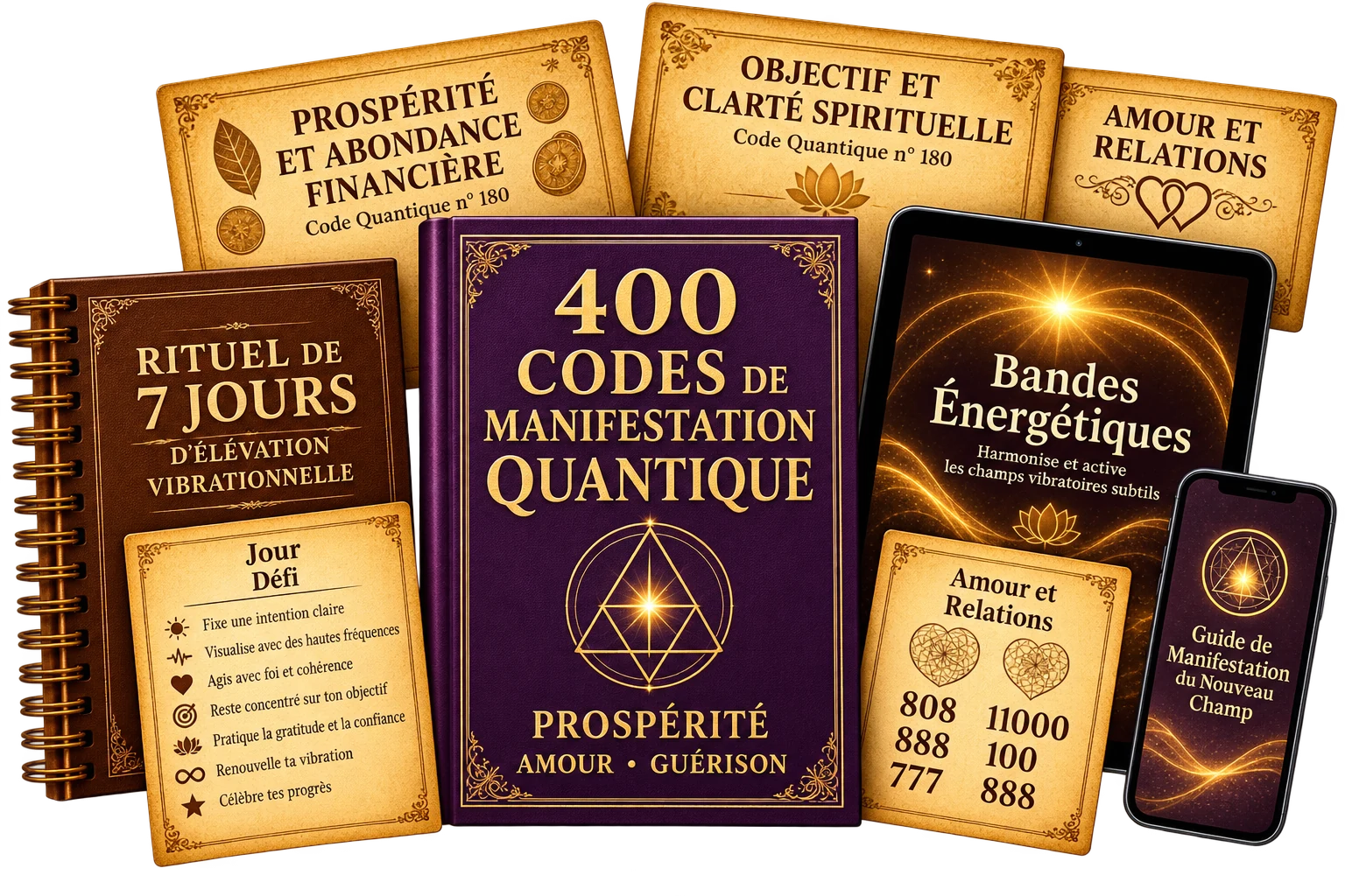 Manuel, planner, rituel, pistes énergétiques et communauté inclus dans l’offre